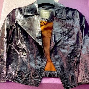 ALL SAINTS Debee Payton Brown Black Blazer Lamb Leather Biker Jacket XS | US 2